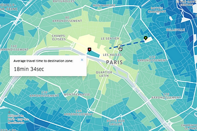 Uber fournit les temps de trajet en région parisienne