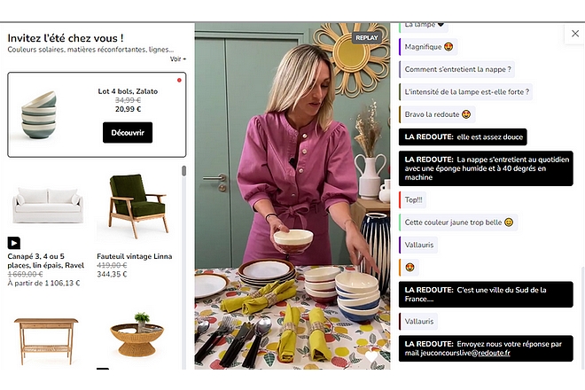 « Dans le live shopping, le replay est très important » souligne La Redoute