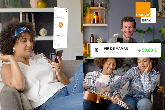 Campagne de publicité mobile pour Orange Bank ciblant les familles françaises